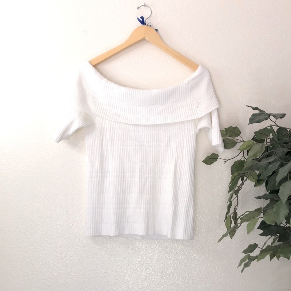 PLUS Lane Bryant White Off Shoulder Sweater